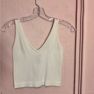 Free People Solid Rib Cropped Tank Top White Size XS/ S Preloved